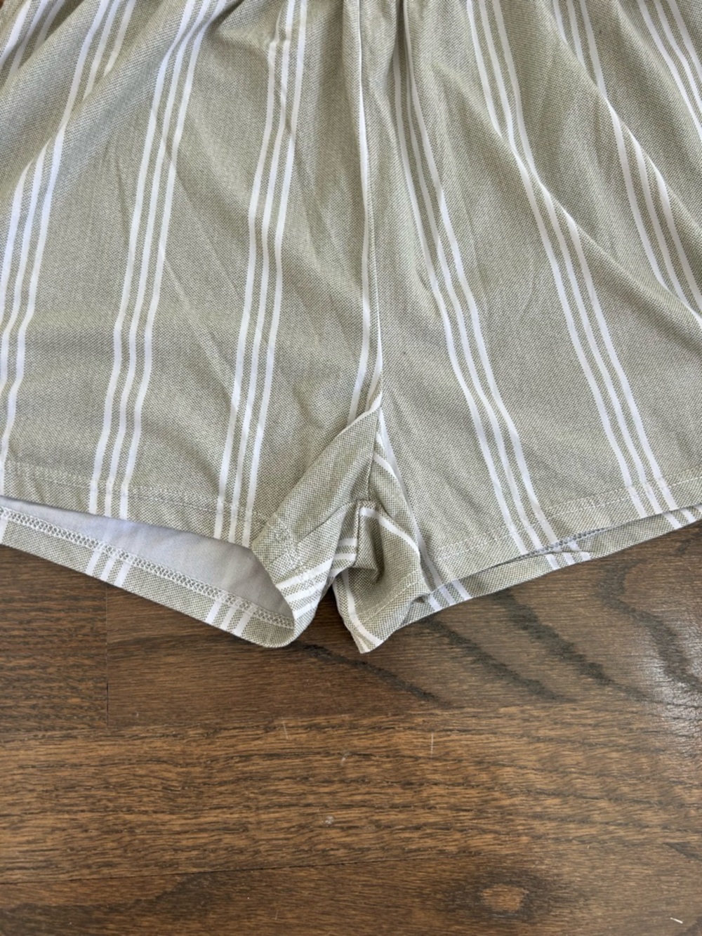 Girls Light Sage Striped Romper - Picture 3 of 5